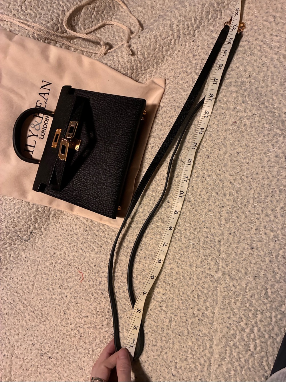 Lily & Bean Black Mini Top-Handle Crossbody Bag, black with gold hardware - Picture 7 of 16